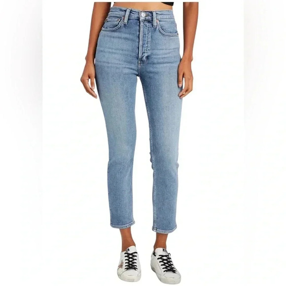 RE/DONE NWT Sample 90s High Rise Crop Jeans Size 26 Dark Wash - Picture 8 of 8